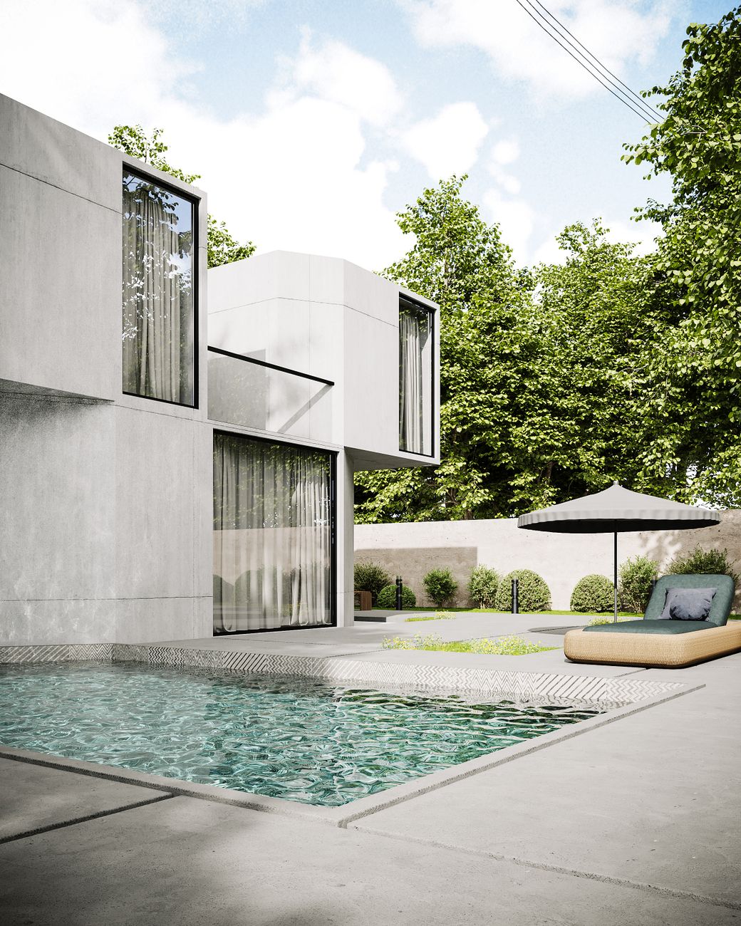 Beautiful concrete design minimal garden space in Japan